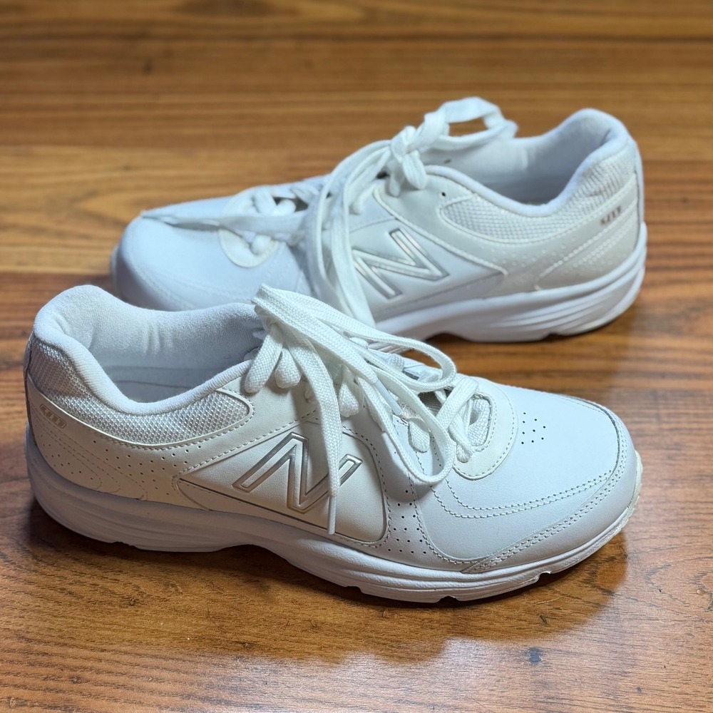 New Balance 411 White Silver Walking Shoes Women 9 WW411WT Low Top Sneakers